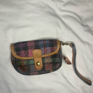 Vintage Dooney and Burke multi colored plaid wristlet